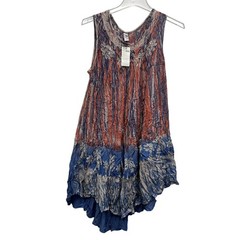 India Boutique Dress Womens Free Size Multicolor Tie Dye Swing Embroidered Boho