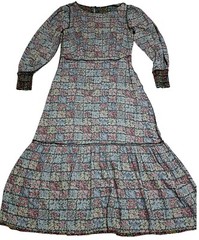 ALBARAY Eye-Catcher Beautiful Patchwork Print,Maxi Dress,Long Puff Sleeves10,S/M