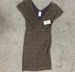 Ali Ra NEW Brown Metallic Gold V-neck Dress Women’s Size 2 Brand New With Tags