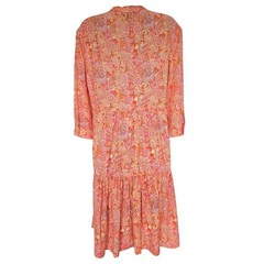 Johnston & Murphy Orange Pink Paisley Lyocell Tiered Dress S Boho Cottage Retro