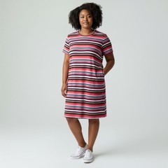 Cynthia Rowley Shift Dress Size 8 Multicolor Striped Short Sleeve Zip Back