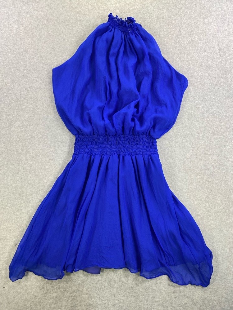 lola & sophie new york Royal Blue Halter Neck Ruched Waist Mini Dress
