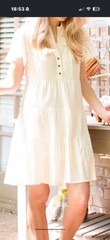 By Anthropologie White Summer Layered Cotton Dress Pockets Size S