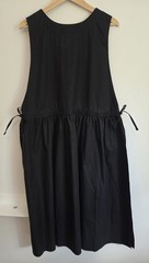 Olive Black Cotton Sleeveless Apron Smock Midi Dress UK 14 Layering Cottagecore