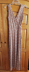 Lascana Venus Dress Womens Medium Orange Maxi V-Neck Floral Boho