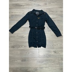 G-Star Raw Vintage Utility Trench Mini Dress Button Up Belted Black Goth Indie M