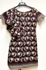 Custom made knee length one shoulder ruffled sleeve dress size XS 4 2
