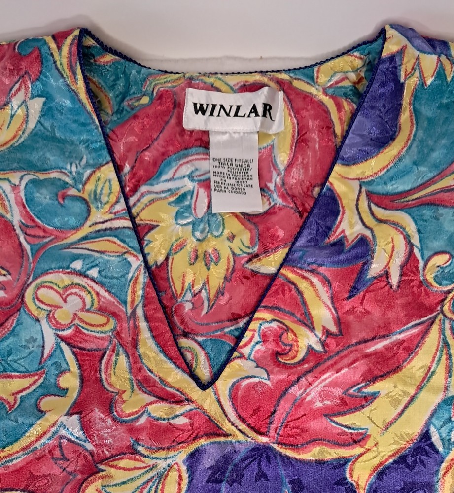 VTG Winlar Caftan Goddess Patio Maxi Kaftan Jeweltone OSFA Psychedelic 80&rsquo;s*READ
