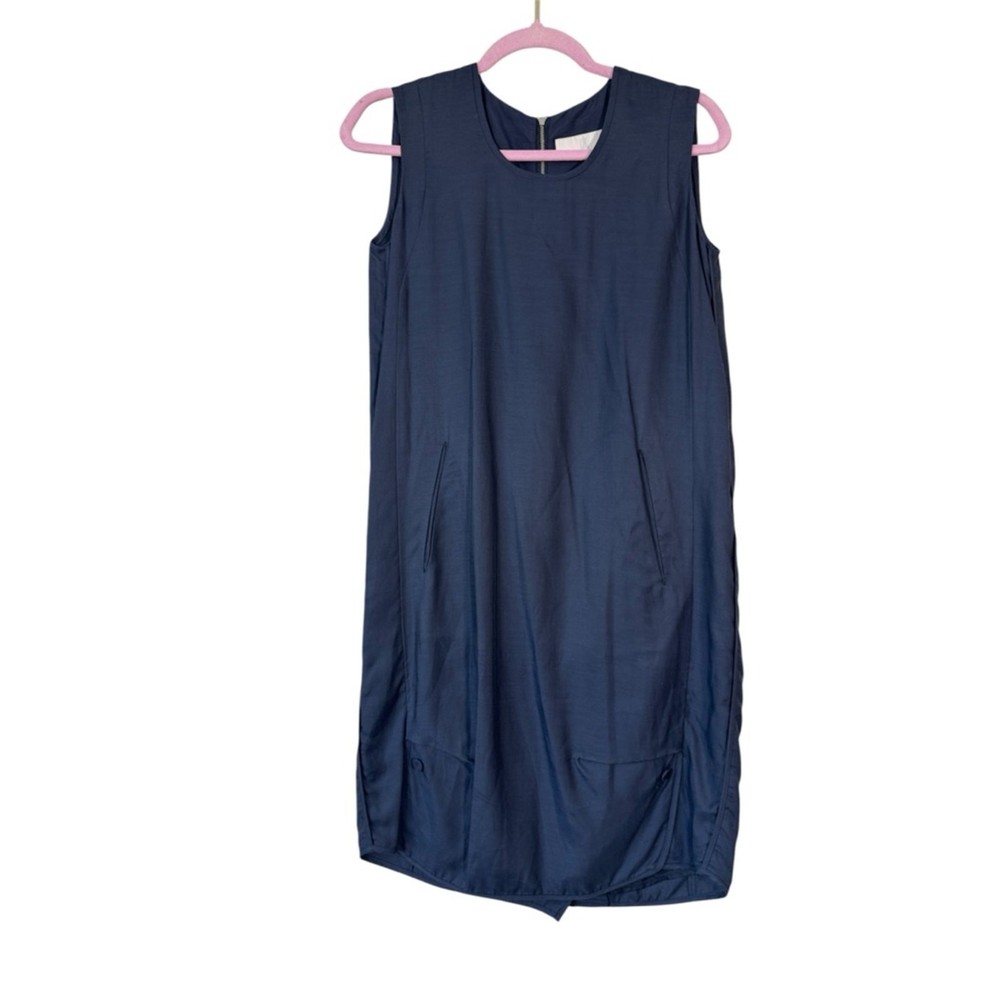 Kuho Blue Grey Shift Mini Dress Womens M Casual Minimalist Capsule Basic Summer