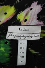 Erdem Women Black Shift Dress Sleeveless Midi Floral Size 12