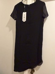 NWT Amii Redefine Black Asymmetrical Chiffon Shift Dress Size S