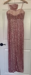 MAC DUGGAL Sequined Faux Bow Column Gown Pink Sequin Size 4 NWT $398