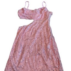 Just Quella Pink Sequin Mini Dress Cutout Spaghetti Strap Cocktail Small NWT