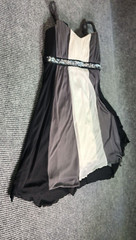 Sweet Storm Woman Sleeeveless Dress L BlackGrayWhite Flowy Sheer Lined Padded
