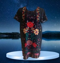MINK PINK Wisdom Tee Short Sleeve Shift Dress black floral Size M Bohemian Boho