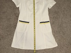 Tulip B White W/ Green & Yellow Trim Short Sleeve Cotton Polo Shirt Dress Size M