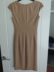 L.K Bennett light brown camel cap sleeve pencil dress size 10