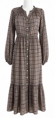 Free People Edie Brown Check Maxi Dress Size 12-14