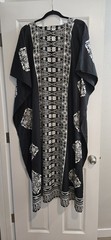 Gypsie Blu Caftan Dress Women Plus Black White Floral Print Tunic Beach Lounger
