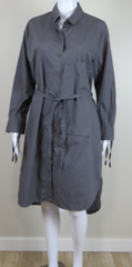 AMMA Cotton Shirt Dress SIZE 1 (S/M) Gray, Artsy Lagenlook Made in Israel