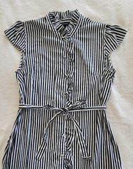 Who What Wear Women&rsquo;s Striped Button-Front Ruffle Tie Belted Shirt Dress L