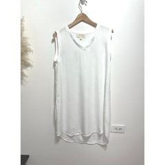 CLOTH & STONE White V-Neck Sleeveless Round Hem Hi Low Tunic Top Dress Size M
