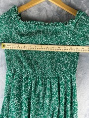 Lulus Off Shoulder Maxi Dress Womens Sm Green Floral Smocked High Low Ruffle