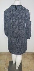 APT 9 Long Sleeve Cold Shoulder Black/White Print Pullover Shift Dress Size XL