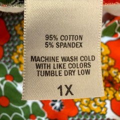 Blue Platypus Floral Dress 1X Retro Mod Orange Green Cotton Spandex USA 70s Vibe