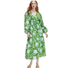 New KATE SPADE x Target SZ 00-XXS Floral Linen Dress Mid-length Green Blue