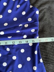 Connected Blue/White Polka Dot Midi Dress Size 14 Straps Gathered Wrap Skirt