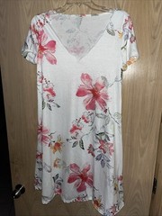 Sz M ladies pink white yellow green floral dress swim cover-up summer vacation