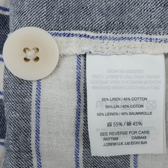 Madewell Dress Womens XL Blue White Stripe Linen Cotton Blend Back Buttons Beach