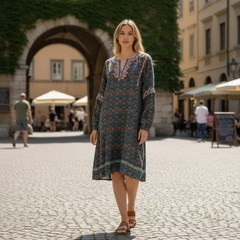 Roller Rabbit Boho Tunic Dress India Cotton Lined Pockets Embroidered Large