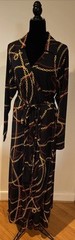 Ashro Black Red Gold Chains Wrap Style Dress Long Sleeve Plus Size 20W Casual