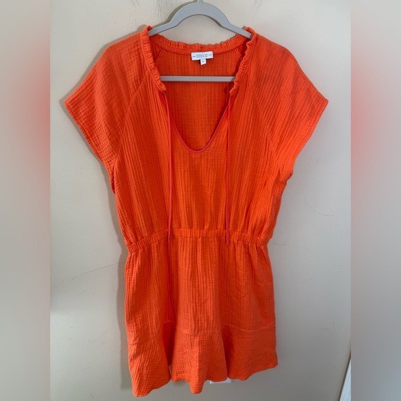 S&rsquo;EDGE dress Raleigh style In Blood Orange gauze cotton size L