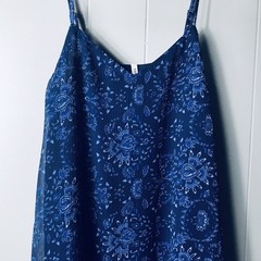 MUDD NAVY BLUE FLORAL PATTERN SPAGHETTI STRAP DRESS LINED WOMENS SMALL