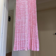 Scanlan Theodore Pleated Rib Placket Dress Pink Pastel VGC RRP$900 Size M