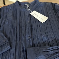 NWT EILEEN FISHER Crushed Silk Band Collar C/L Shirt Dress Size XL MSRP$298