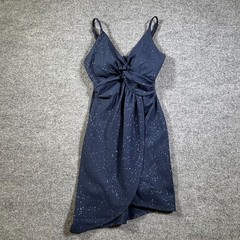 Xtraordinary Short Wrap Dress Women&rsquo;s 9 Blue Polyester Twist Front Party Stretch