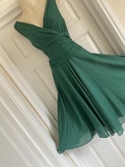 PRETTY MONSOON SIZE 8/10 BOTTLE GREEN FIT & FLARE FINE COTTON PARTY DRESS
