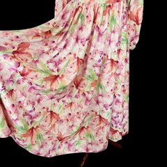 Pink Floral Sweetheart Puff Sleeve Maxi Dress Sz 6 M Boho Cottagecore Coquette