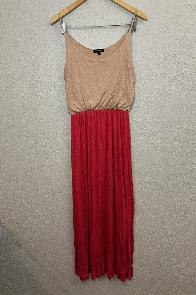 Active Basic Maxi Tank Dress Womens Size Medium Beige, And Red Full Length
