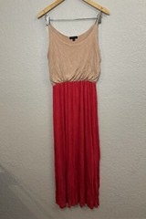 Active Basic Maxi Tank Dress Womens Size Medium Beige, And Red Full Length