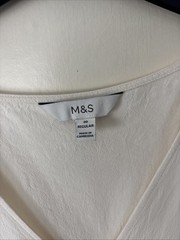 Marks & Spencer Cream Puff Sleeve V Neck Midi Dress Size UK 20