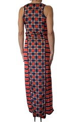 Michael Kors Sleeveless Maxi Dress Soho Colorblock Sleeveless Geometric Red XXS