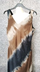 22, Ann Harvey, Brown, Black, Grey Tie Dye Print Sleeveless Long Dress, Slip On
