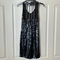 New Robert Anthony Sequin Beaded Bodycon Dress Size 12 Vintage Y2K 1990s Prom