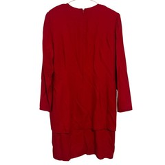 Karin Stevens Red Embroidered Button Front Dress Size 14 Long Sleeve