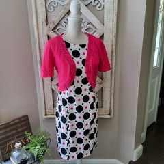 AGB Women&rsquo;s Sleeveless Sheath Dress with Crochet Lace Crop Cardigan Pink & Black